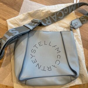Stella McCartney Perforated Logo Crossbody Bag- Dusty Blue